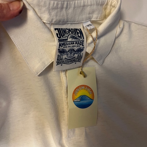 NWT Jungmaven Preston Polo Shirt | Washed White | size XS - Picture 11 of 11
